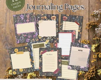 Dark Floral Garden Journaling Pages | Cottagecore Junk Journal Kit (Digital Download)