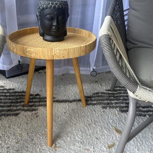 Living Room Table, Round Coffee Table, Rattan Side Table, Sofa Table, Corner Table, Small Spaces, Coffee End Table, Wood Small Table,