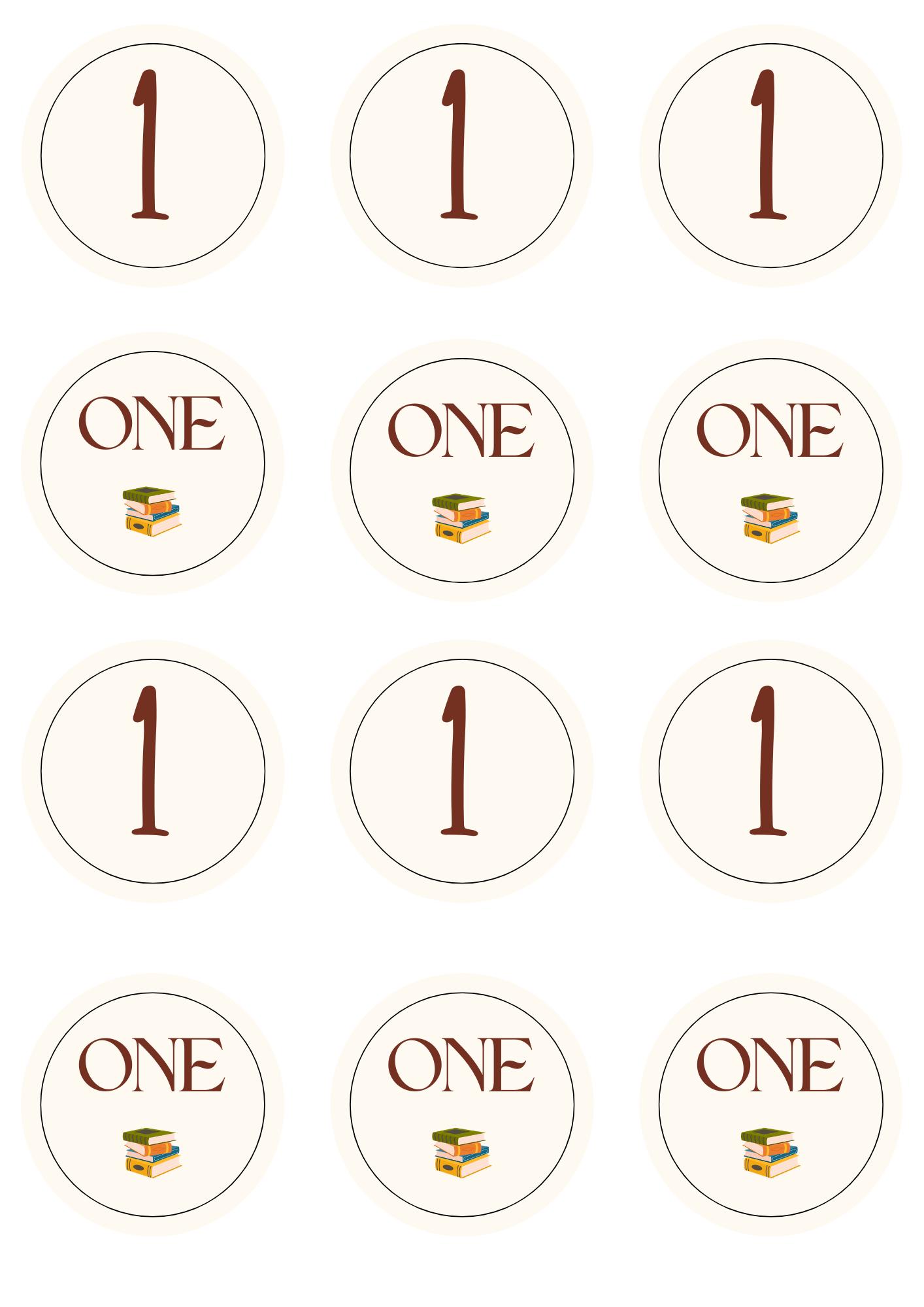One Topper Book Storybook 1st Birthday Cupcake Toppers | One for the Books | Digital ...