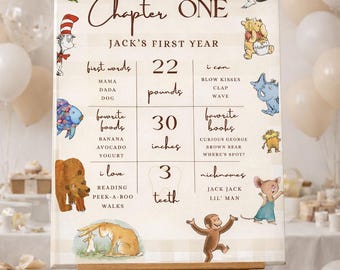 One For The Books Meilenstein-Banner | Erster Geburtstag | Märchenbuch | Digitaler Download