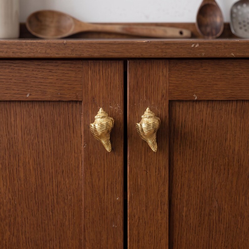 Shell Cabinet Knobs Drawer Pulls Furniture Handles Decorative Cabinet Hardware Vintage Kitchen Dresser Knobs Unique Cupboard Pulls Decor image 2