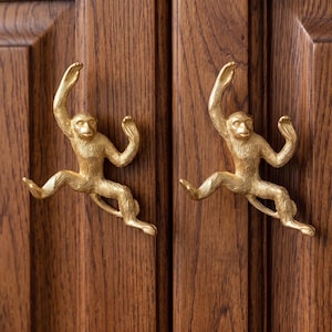 Tirador de armario con forma de mono, tirador de cajón con forma de animal, tirador de muebles vintage, herrajes únicos para armarios, pomo decorativo para puertas de cocina y cómodas, decoración del hogar.