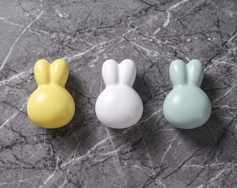 Cute Bunny Cabinet Knobs Rabbit Drawer Pulls Kids Room Furniture Handles Nursery Dresser Hardware Kitchen Cabinet Decor Pull Knobs