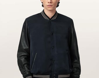 Taishi Leather Varsity Bomber Jacket