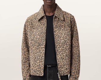 Dellcot Leopard Print Suede Jacket
