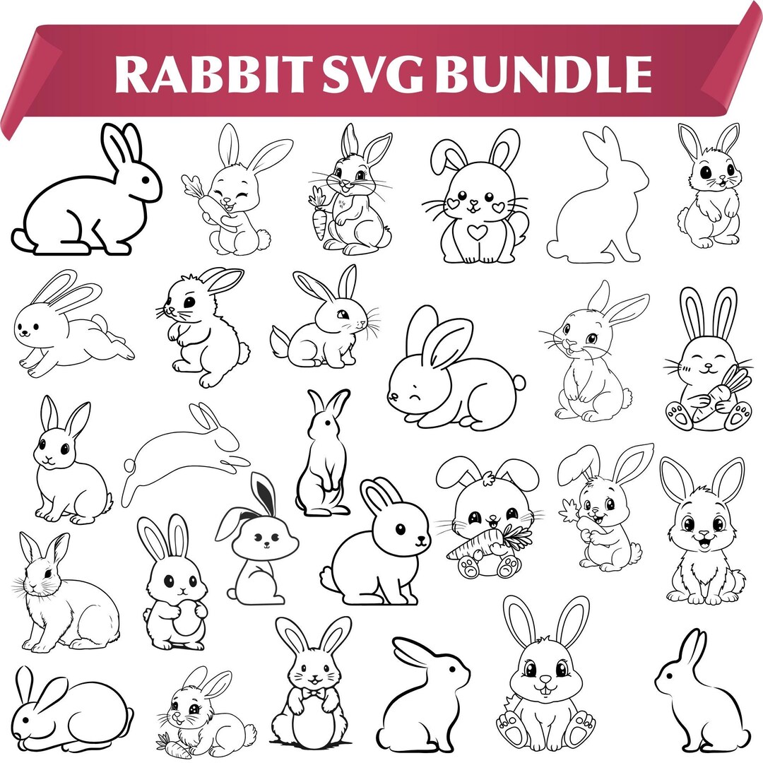 Easter Bunny SVG Bundle, Rabbit Clipart, Spring Cut Files (digital ...