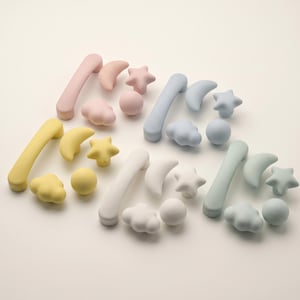 Tiradores de cerámica en tonos pastel para armarios, tiradores de cajones con forma de luna, estrella y nube, bonitos tiradores para cómodas de habitaciones infantiles, herrajes decorativos para muebles de guardería y tocadores.