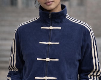 Unisex Jacket Street wear Style | Kung Fu Toggle Track Jacket | Mandarin Collar Zip Up