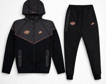 Central Cee Style Black Tracksuit Men Luxury Street wear Tech Fleece Hoodie Joggers
