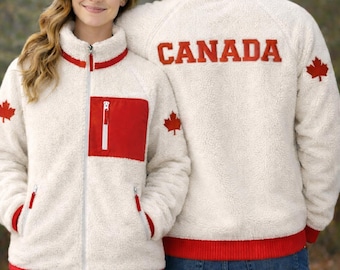 Shane Hollander Sherpa Jacket, Heated Rivalry Maple Leaf Coat, Canada Flag Fleece Outerwear