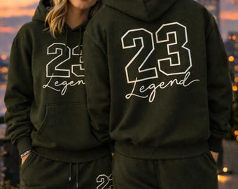 Unisex Couple Tracksuit Set 23 Legend Hoodie Jogger Set Matching Outfit Streetwear Loungewear Gift