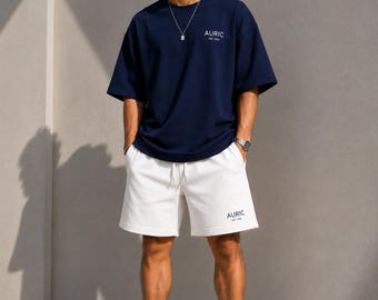 Men Matching T Shirt and Shorts Set, Oversized Summer Street wear Outfit