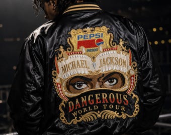 Vintage Michael Jackson Bomber Jacket Jacksons Victory Tour 5 1984