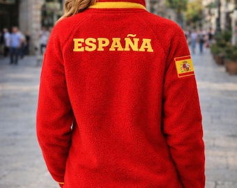Heated Rivalry Fleece Jacket Unisex-España Red Yellow Sherpa Zip Up – Couple Matching Spain Outfit