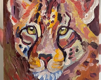 Made to order original leopard painting acrylic paint brush stroke texture