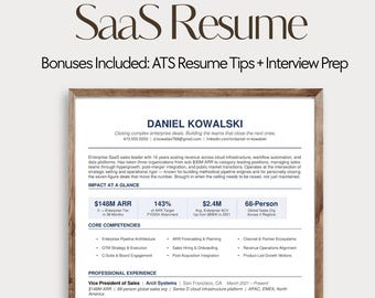SaaS Sales Leader Resume Template | VP of Sales, ATS Friendly (Digital Download)