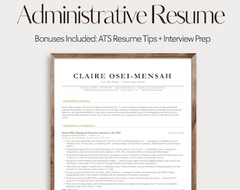 Administrative Assistant Resume Template | Executive ATS Resume (Google Docs + Word)