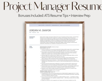 Project Manager Resume Template | ATS Friendly, Google Docs, Word (Digital Download)