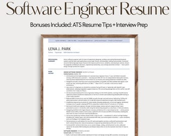 Software Engineer Resume Template | ATS Friendly, Google Docs + Word (Digital Download)