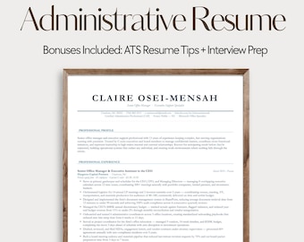 Administrative Assistant Resume Template | Executive ATS Resume (Google Docs + Word) Blue