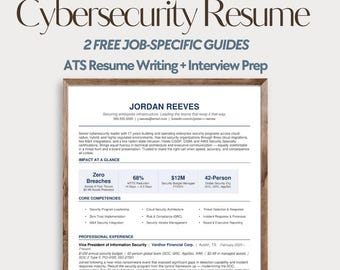 Cybersecurity ATS Resume Template | CISO, VP Security (Google Docs, Word)