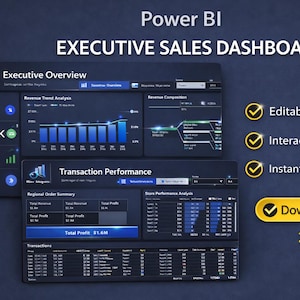 Power BI エグゼクティブ セールス ダッシュボード テンプレート | 編集可能なセールス分析レポート | ダークテーマ