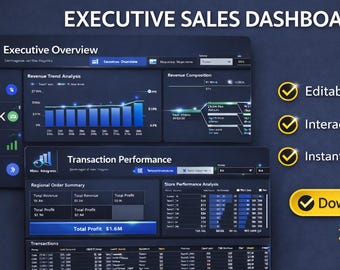 Power BI Executive Sales Dashboard Template | Editable Sales Analytics ...