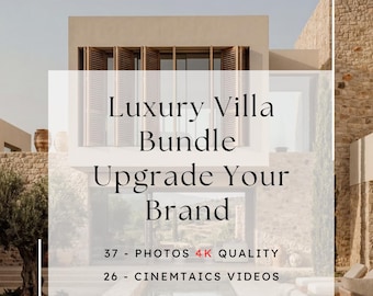 Paquete de contenido para villas de lujo, interiores mediterráneos, puertas de acero, fotos y vídeos en 4K (descarga digital).