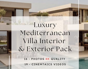 Paquete de villa mediterránea de lujo / Diseño de casa moderna de piedra (descarga digital)