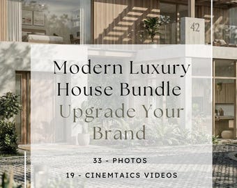 Paquete de contenido sobre villas de lujo modernas, imágenes de arquitectura mediterránea (descarga digital)