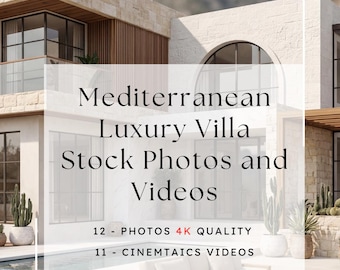 Fotos y videos de villas de lujo mediterráneas en 4K, interior, exterior, arquitectura, paquete de contenido para diseñadores, bienes raíces y redes sociales.
