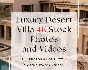 Paquete de fotos y videos cinematográficos en 4K de una lujosa villa en el desierto / 16 fotos y 10 videos para arquitectos, diseñadores e inmobiliarias.