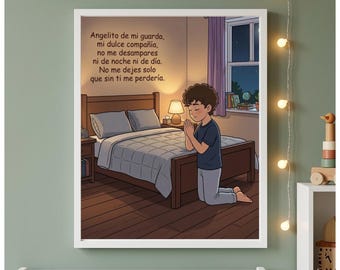 Angelito de mi Guarda Boy Print | Spanish Guardian Angel Catholic Nursery Decor | Digital Download