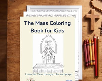 Libro para colorear de la Misa Católica para niños / Bilingüe inglés-español / Descarga digital