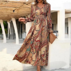 Paisley Long Cotton Dress - Etsy Paisley Long Cotton Dress - Etsy