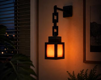 Farol de pared voxel, lámpara de pixel art, decoración para sala de juegos.