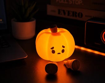 Lámpara de noche LED con forma de calabaza de silicona / Lámpara de ambiente con cambio de color