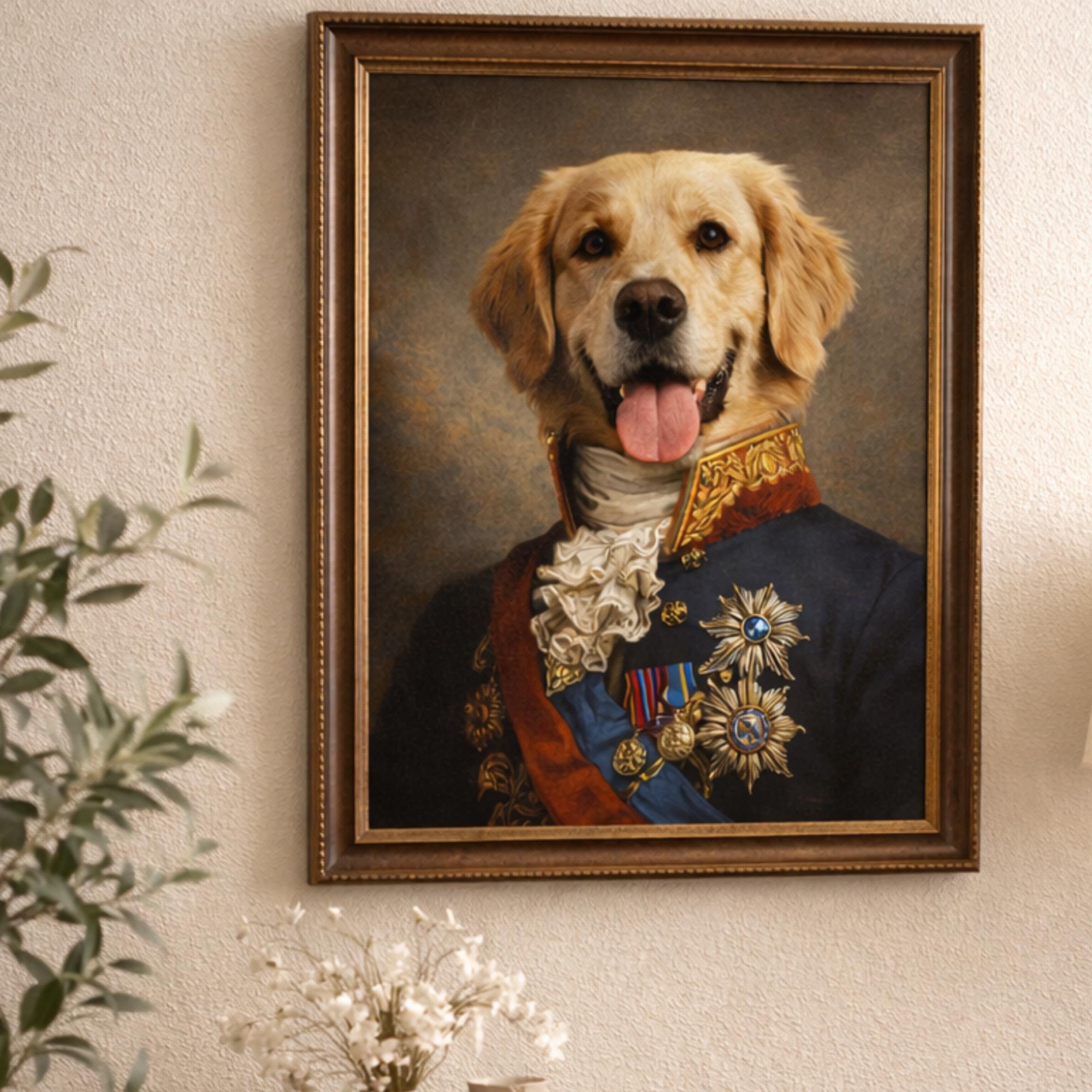 Custom Pet Portrait From Photo, Royal Dog Portrait Canvas, Personalized ...