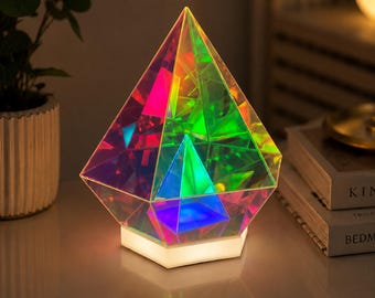 Lámpara de espejo infinito, luz ambiental geométrica RGB, decoración nocturna LED futurista