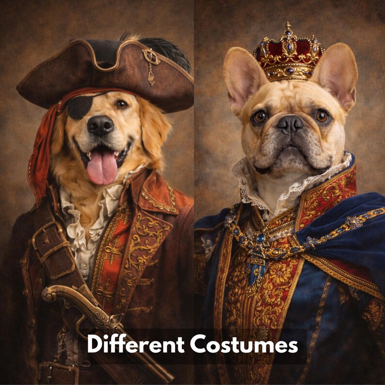 Custom Pet Portrait From Photo, Royal Dog Portrait Canvas, Personalized ...