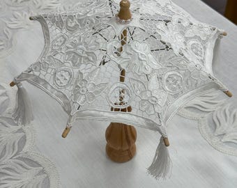 Handmade Turkish Traditional Embroidered Lace Balinese Umbrella