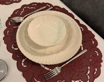 6 piezas de manteles estilo Richelieu de piel sintética