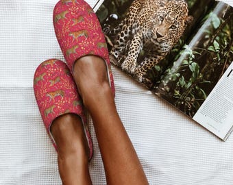 Pantuflas de mujer para interiores, calzado de casa, cómodas, para dormitorio, de felpa rosa, cálidas, con estampado de tigre, estampado animal, cómodas, suaves, con gatos salvajes.
