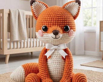 Renard amigurumi réaliste | Tutoriel PDF numérique | Jouet animal douillet à faire soi-même | Adapté aux débutants
