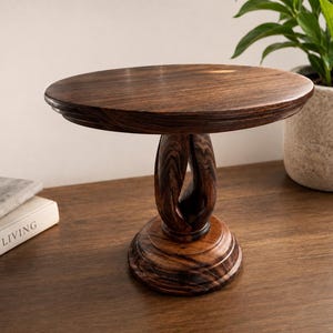 Handcrafted Wooden Pedestal Cake Plate, Rustic Dessert Display Stand, Wedding, Bakery and Farmhouse Decor