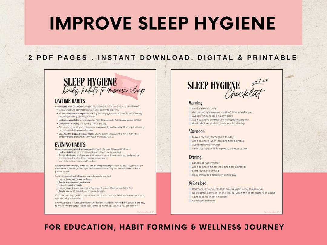 Sleep Hygiene Guide | Daily Habits, Routine Checklist (digital Download ...
