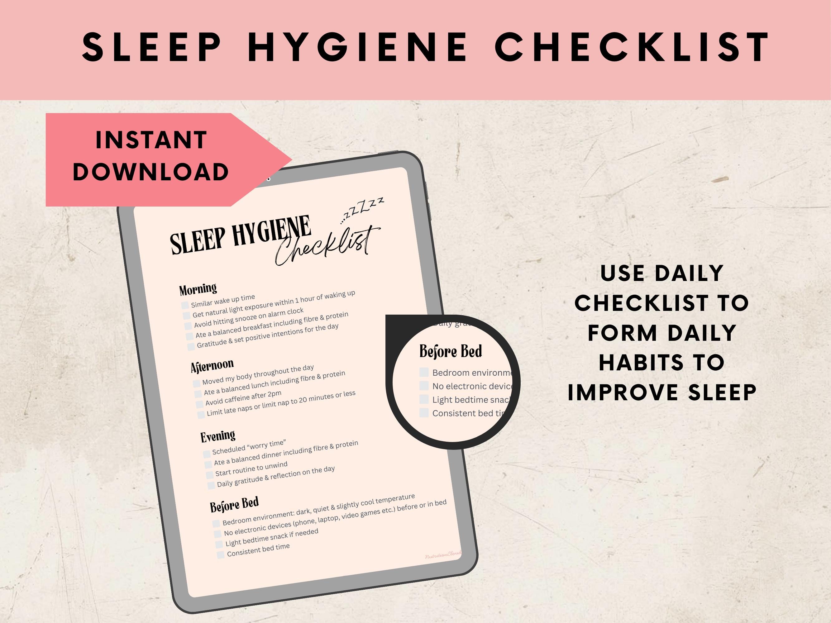 Sleep Hygiene Guide | Daily Habits, Routine Checklist (digital Download ...