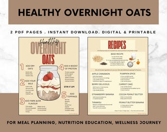 Healthy Overnight Oats Recipes: Dietitian Created Meal Prep Guide (Digital Download)