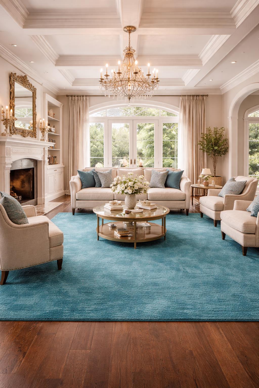Teal Hand Tufted Rug | Modern Wool Area Rug for Living Room & Bedroom ...