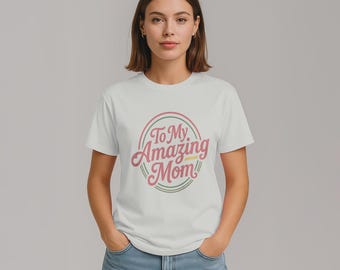Camiseta unisex de algodón con diseño de escritura retro, regalo del Día de la Madre para una mamá increíble, camiseta de estilo vintage para agradecer a la mejor mamá.